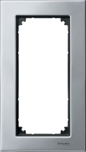 SCHNEIDER ELECTRIC Рамка 2 поста металлическая без перегородки плат.серебро (MTN403860)