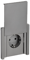 IEK FORTE&PIANO Розетка 1-местная с заземлением с защитными шторками и крышкой винтовое крепление 16А IP44 FP521 сталь  (FP-R16-16-44-K46)