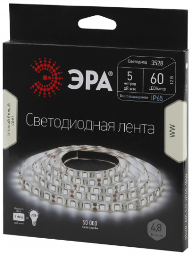 ЭРА Лента светодиодная LS3528-60LED-IP65-WW-5m  (50/1000)  (C0043027)