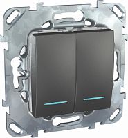 SCHNEIDER ELECTRIC UNICAtop Переключатель двухклавишный с индикацией в рамку графит (MGU5.0303.12NZD)