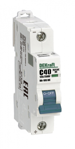 DEKRAFT Выключатель автоматический 1P C кривая 40A 250В DC ВА-105 (13383DEK)