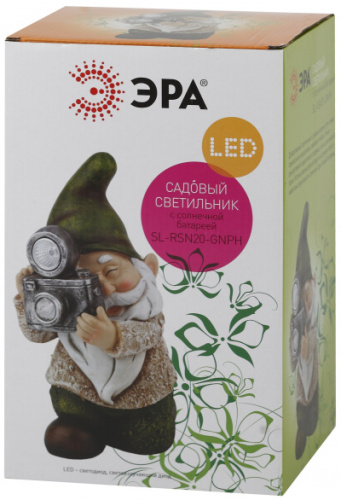 ЭРА Садовый светильник на солнечной батарее, полистоун, цветной, 23 см SL-RSN20-GNPH  (Б0032587)