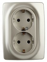 ЭРА Розетка 2X2P+E Schuko, 16A-250В, , шампань, 12-2106-04 (Б0031231)