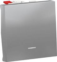 SCHNEIDER ELECTRIC Переключатель UNICA MODULAR одноклавишный с нейтралью схема 6а 2 модуля алюминий (NU320330S)