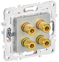 IEK SKANDY Аудиорозетка 4-местная SK-A01S серебряный  (SK-S40-K23)