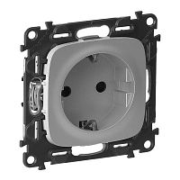 LEGRAND Valena ALLURE Розетка силовая 2К+З 16А 250В со шторками безвинтовые зажимы с лицевой панелью алюмин (753920 )