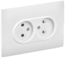 IEK SKANDY Розетка 2-местная без заземления без защитных шторок 10А в сборе SK-R10W арктический белый  (SK-R20-10-K01-F)