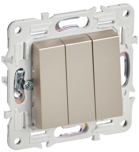 IEK SKANDY Выключатель 3-клавишный 10А SK-V11Sh шампань  (SK-V30-0-10-K37)