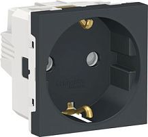 SCHNEIDER ELECTRIC Розетка UNICA MODULAR с заземлением со шторками винтовой зажим 16А 250В 2 модуля антрацит (NU303754)