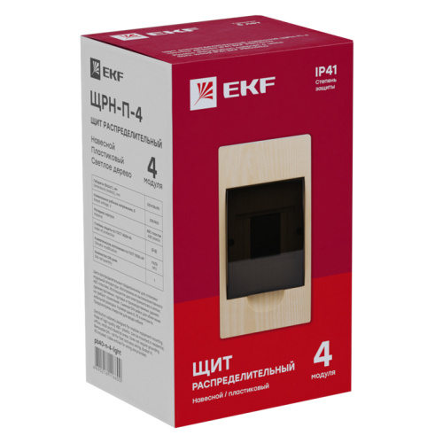 EKF Щит распределительный навесной ЩРН-П- 4 светлое дерево IP41 PROxima (pb40-n-4-light) фото 4