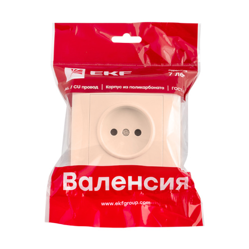 EKF Валенсия розетка 1-местная б/з 10А кремовая с защ. штор. EKF PROxima (EWR10-022-20) фото 3