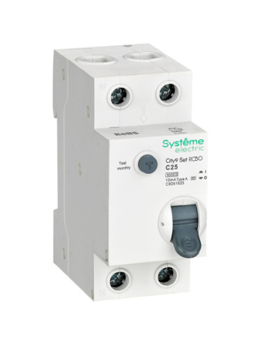 Systeme Electric Выключатель автоматический дифференциального тока (АВДТ) 1P+N С 25А 6kA 10мА Тип-A 230В City9 Set (C9D61625) Systeme Electric Выключатель автоматический дифференциального тока (АВДТ) 1P+N С 25А 6kA 10мА Тип-A 230В City9 Set (C9D61625)