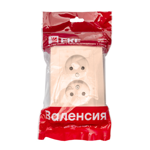 EKF Валенсия розетка 2-местная б/з 10А кремовая с защ. штор. EKF PROxima (EWR10-102-20) фото 3