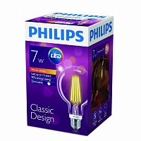 PHILIPS Лампа светодиодная LED 7(70)Вт Е27 2700К G93 прозрачная диммируемая филамент (929001229008)
