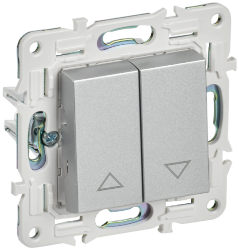 IEK SKANDY Выключатель жалюзи 10А SK-V12S серебряный  (SK-V15-0-10-K23)