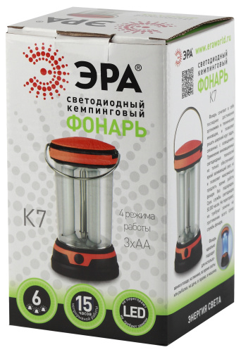 ЭРА Фонарь светодиодный K7  Кемпинг 6xLED, 3хAA, 4 режима, карт  (12/48/576)  (C0044365) фото 3