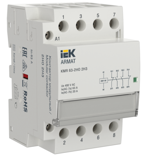 IEK ARMAT Контактор модульный KMR 63А 230В AC 2НО 2НЗ  (AR-KMR10-063-22-230)