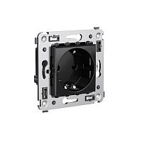 DKC Avanti Розетка в стену, 2P+E, с защитными шторками, ''Черный квадрат'' (4402003)