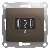 SCHNEIDER ELECTRIC GLOSSA Розетка USB шоколад в рамку (GSL000832)