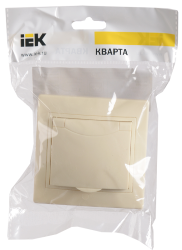 IEK КВАРТА Розетка с заземлением с крышкой бежевая 16А (ERK15-K33-16-DM) фото 2