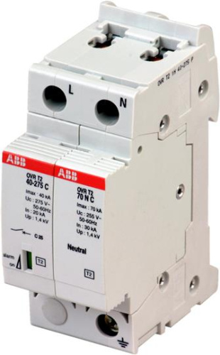 ABB Ограничитель перенапряжения OVR T2 1N 40 275 P (OVR T2 1N 40 275 P) (2CTB803952R1100) ABB Ограничитель перенапряжения OVR T2 1N 40 275 P (OVR T2 1N 40 275 P) (2CTB803952R1100)
