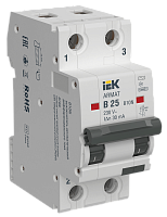 IEK ARMAT Автоматический выключатель дифференциального тока B10N 2P B25 30мА тип AC  (AR-B10N-2-B025C030)