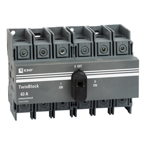 EKF Рубильник 63A 3P реверсивный c рукояткой для прямой установки TwinBlock EKF (tb-s-63-3p-rev) EKF Рубильник 63A 3P реверсивный c рукояткой для прямой установки TwinBlock EKF (tb-s-63-3p-rev)