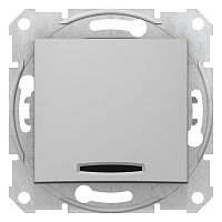 SCHNEIDER ELECTRIC Sedna Переключатель одноклавишный с подсветкой в рамку алюминий схема 6а (SDN1500160)
