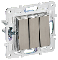 IEK SKANDY Выключатель 3-клавишный 10А SK-V11N никель  (SK-V30-0-10-K50)