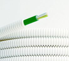 DKC Электротруба ПЛЛ гибкая гофр не содержит галогеновд.25мм цвет белый с кабелем ППГнг (А)-FRHF 3x1,5мм (8L82550FRHF )
