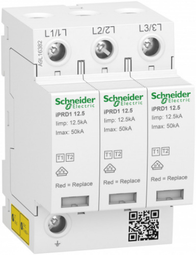 SCHNEIDER ELECTRIC УЗИП iPRD1 12.5r 3P 50kA КЛАСС 1+2 с картриджем (A9L16382)