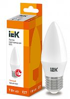 IEK Лампа светодиодная LED 7вт Е27 тепло-белый матовая свеча ECO (LLE-C35-7-230-30-E27)