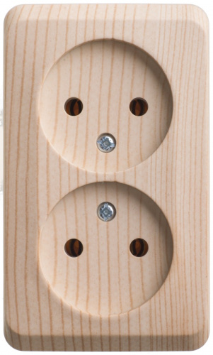 SCHNEIDER ELECTRIC ЭТЮД Розетка двойная наружная без заземления без шторок Сосна (PA16-005D)