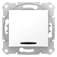 SCHNEIDER ELECTRIC Sedna Выключатель кнопочный с подсветкой белый (SDN1600121)