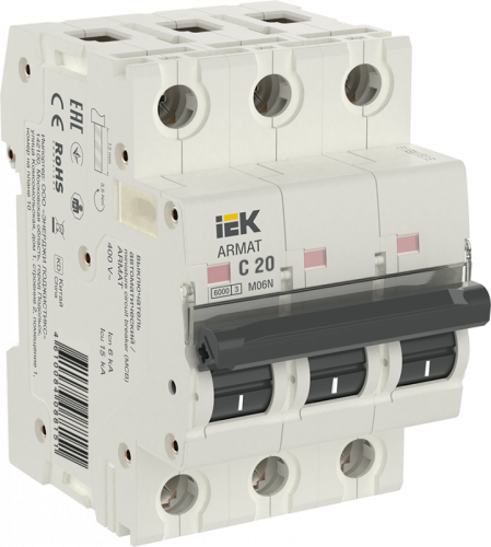IEK ARMAT Выключатель автоматический трехполюсный C 20А M06N (AR-M06N-3-C020)