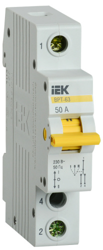IEK Выключатель-разъединитель трехпозиционный ВРТ-63 1P 50А (MPR10-1-050)