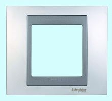 SCHNEIDER ELECTRIC UNICAtop Рамка 1 пост металл  (матовый хром/черный) (MGU66.002.238)