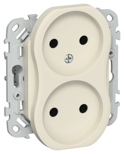 FLITE Розетка 2-местная без заземления без защитных шторок безвинтовое крепление 10А  сливочный (FI-R20-10-1-K86)