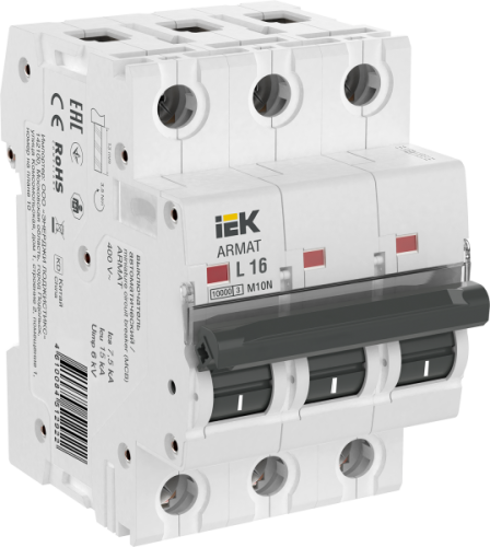 IEK ARMAT Выключатель автоматический трехполюсный M10N  L 16А (AR-M10N-3-L016)