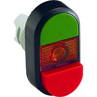 ABB Кнопка двойная MPD13-11R  (зеленая/красная-выступающая) красная выступающая линза с текстом  (I/O)  (1SFA611142R1101)