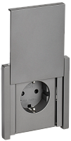 IEK FORTE&PIANO Розетка 1-местная с заземлением с защитными шторками и крышкой безвинтовое крепление 16А IP44 FP519 сталь  (FP-R16-16-1-44-K46)