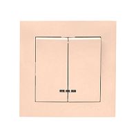 EKF Валенсия выключатель 2-кл. 10А кремовый с индикатором  PROxima (EWV10-123-20)