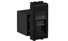 DKC 'USB 3.0 розетка модульная, тип А-А, ''Avanti'', ''Черный матовый'', 1 модуль' (4412301)