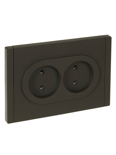 IEK FORTE&PIANO Розетка 2-местная без заземления без защитных шторок безвинтовое крепление 10А FP326 серый  (FP-R20-10-1-K03)