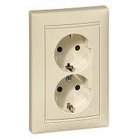 LEGRAND VALENA Розетка двойная с заземлением со шторками слоновая кость (774371 )