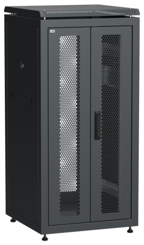 IEK Шкаф напольный сетевой 19' LINEA N 24U 600х600мм передняя распашная перфорированная дверь задняя перфорированная черный (LN05-24U66-2PP)