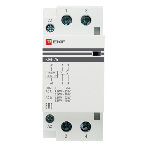 EKF Контактор модульный КМ 25А NО+NC  (2 мод) (km-2-25-11) фото 3