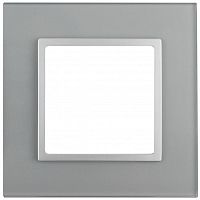 ЭРА Рамка на 1 пост, стекло,  Elegance, алюминий+алюм, 14-5101-03 (Б0034472)