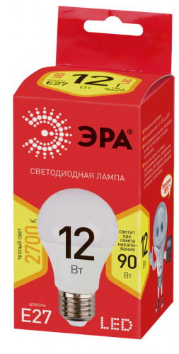 ЭРА Лампа светодиодная LED A60-12W-827-E27,груша,12Вт,тепл,E27 (Б0030026)
