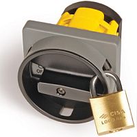 DKC Площадка серая и круглая черная ручка под замок 67х67 отв. 22 мм со штифтом (AZ6301)